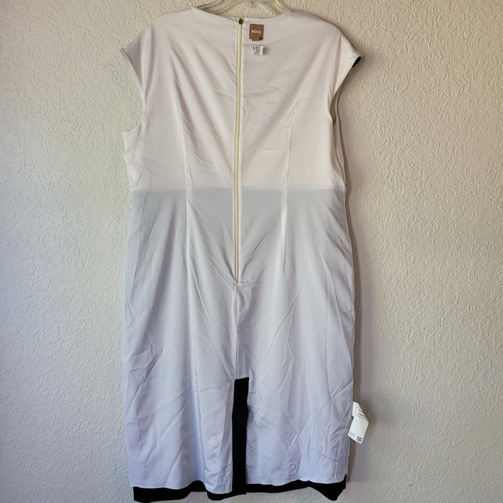 HUGO BOSS Devoka Two Tone Black & Ivory Midi Dress Size US 14 - Picture 4 of 16